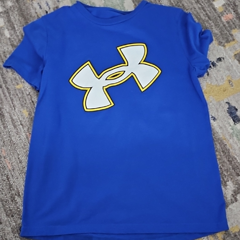 Under Armour Kids Tee in Blue with Yellow Logo